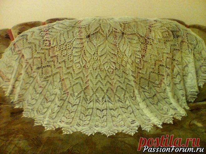 Отчёт - запись пользователя irishka (Ирина) в сообществе Вязание спицами в категории Вязание шали спицами Отчет опоздавших Шервуд вес 100 г, по ленточке 210 см, ширина 95 см, пряжа Пехорка Оренбургскмя