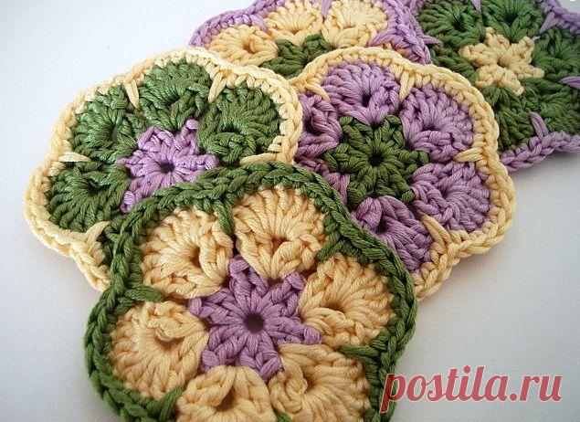 Узор африканский цветок крючком. Вяжем крючком африканский цветок.  | Домоводство для всей семьи