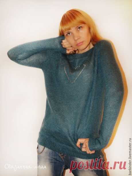 Купить Туника вязаная &quot;Полдень &quot; - морская волна, однотонный, туника, туника вязаная