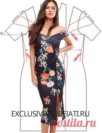 Выкройка платья со спущенными плечами от Анастасии Корфиати