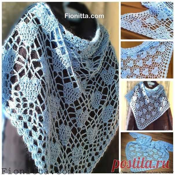 Шаль с сердечками крючком. Фото + схемы. - Шали,шарфы,палантины - Вязание крючком -МАСТЕР-КЛАССЫ ПО РУКОДЕЛИЮ- Страна рукоделия