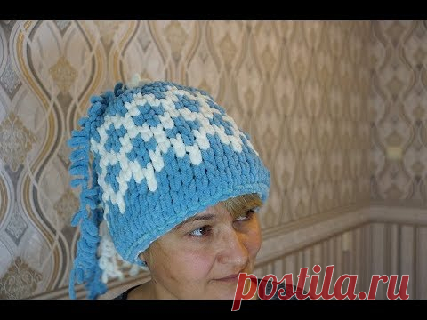 Как связать шапку из ализе пуффи файн жаккард.Alize puffy fine