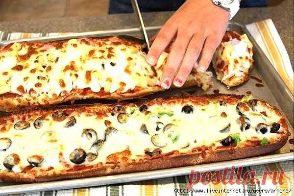 Сытная и вкусная пицца-хлеб за 10 минут.