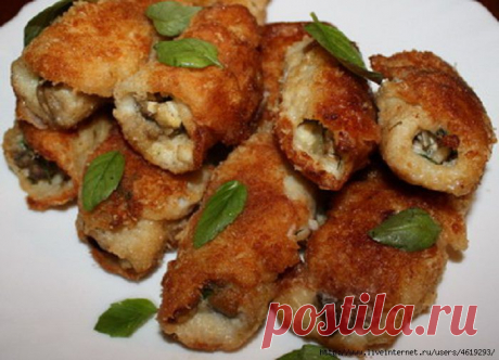 Рулетики из тилапии с грибами..