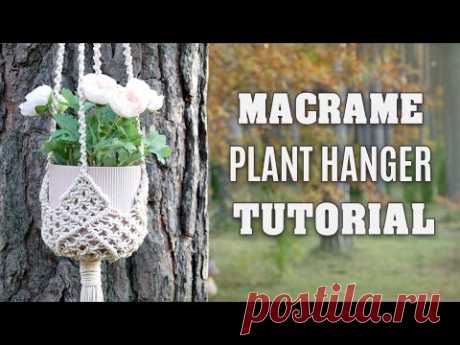 DIY Macrame Plant Hanger NEW Connected Squares Pattern - YouTube