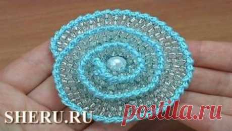 Навязка на основу цветка с бисером крючком. Видео по вязанию 191