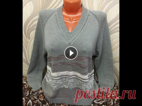 Джемпер из хлопка с V-образным вырезом, спицами. 1 часть. Пряжа бобинная Loro Piana - 70% хлопок, 30% шелк, 620м\100г 2 часть...
