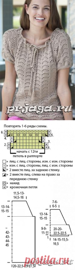 Летняя кружевная кофточка спицами