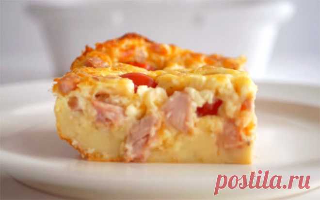 Клафути с помидорами черри, сыром и курицей