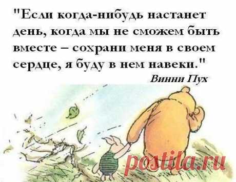 10 трогательных цитат из книги &quot;Винни Пухе&quot; Алана Милна! 1. Никто не может грустить, когда у него есть воздушный шарик! 2. Если ты будешь жить сто лет, то я хочу жить сто лет минус один день — не хочу прожить и дня без тебя. 3. Засушливое лето… Рыцари пошли мелковатые… 4. Знаешь, детка, неприлично тыкать пальцем в того, кто притворяется почтовым ящиком. 5. Мне даже казнь не страшна — многие живут без головы. 6. — Какой сегодня день? — Сегодня. — Мой любимый день. 7. Хвост или есть,…