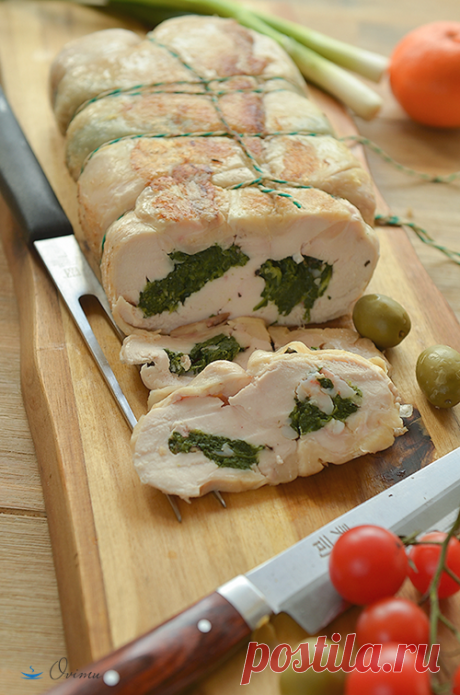 Галантин с шпинатом и креветками