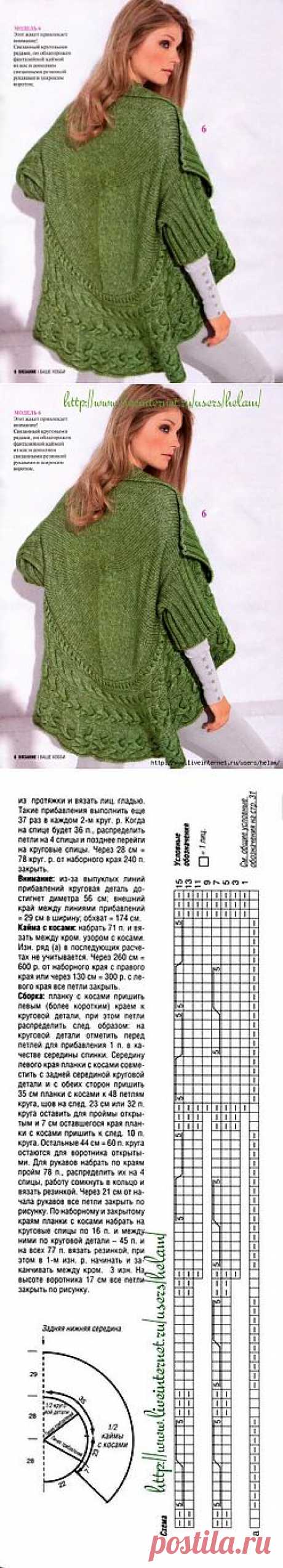 Связанный по кругу зеленый жакет из Stricktrends.