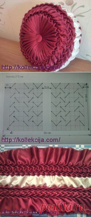 Круглая подушка в технике буфы | Своими руками