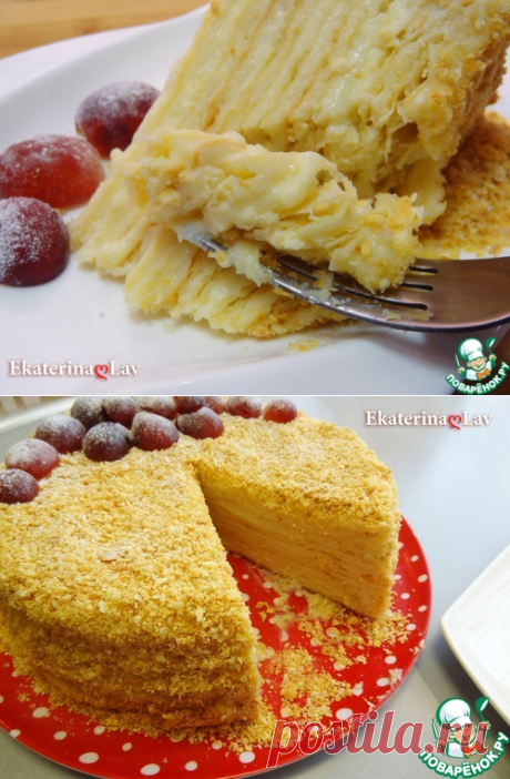 Нежный торт &quot;Наполеон&quot; с коржами на сметане – кулинарный рецепт