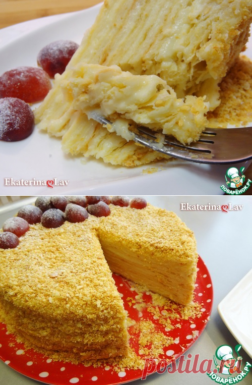 Нежный торт "Наполеон" с коржами на сметане – кулинарный рецепт