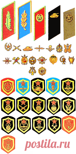 Эмблемы родов войск Русской Армии XX век. Советская Армия 1988-91(93)г.