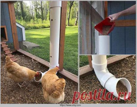 Как сделать кормушку для кур из ПВХ труб