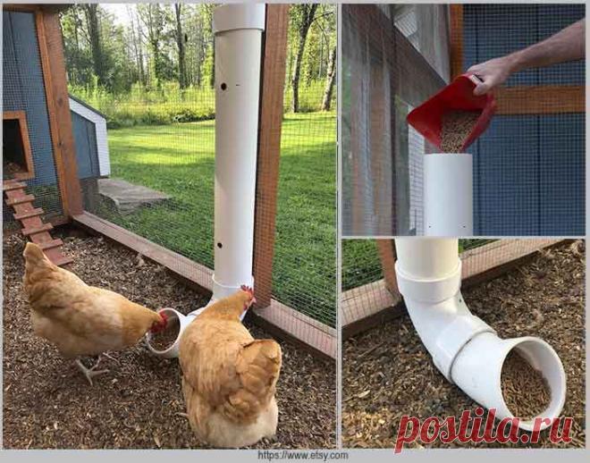 Как сделать кормушку для кур из ПВХ труб