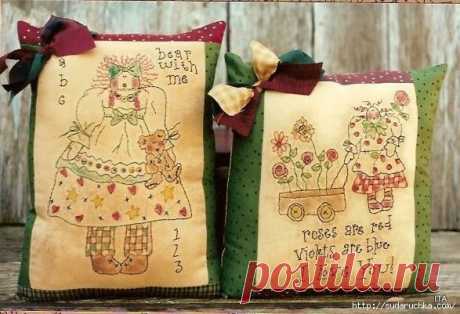 Подушки с вышивкой. Схема вышивки.