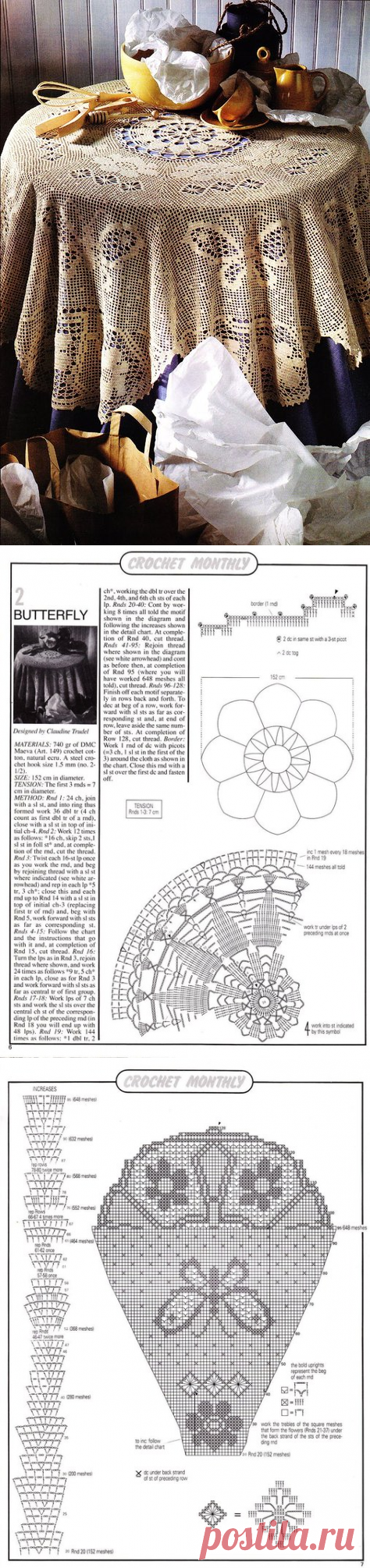 ФИЛЕЙНАЯ СКАТЕРТЬ С БАБОЧКАМИ