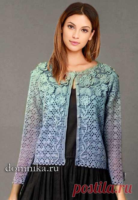 Схемы вязания женской кофточки крючком красивая кофточка с цветами