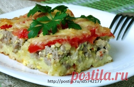КАРТОФЕЛЬНАЯ ЗАПЕКАНКА С МЯСНЫМ ФАРШЕМ И ОВОЩАМИ