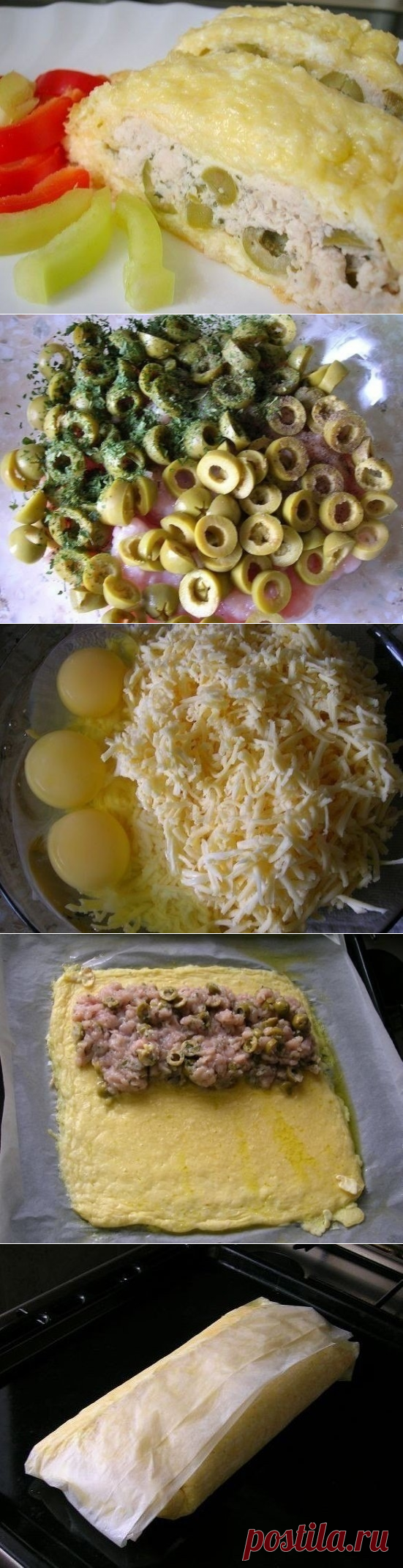 Как приготовить рулет из сыра и курицы - рецепт, ингредиенты и фотографии