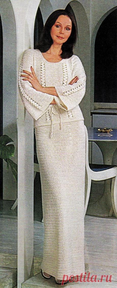 INSTANT DOWNLOAD PDF Vintage Crochet Pattern Flared Sleeve Tunic Blouse and Maxi…