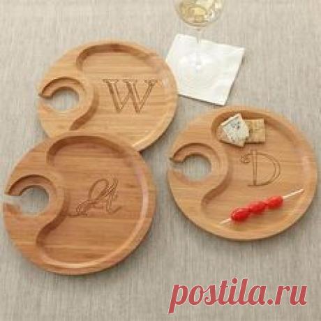 Personalized Bamboo Cocktail Party Plates with Monogram