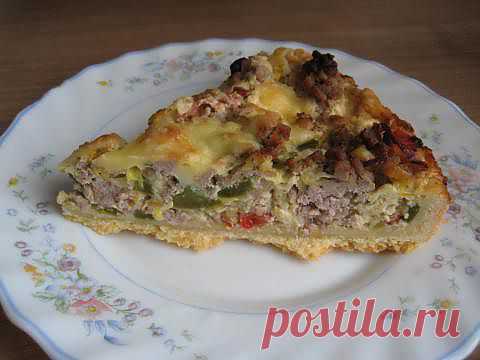 Заливной пирог с мясным фаршем и овощами. | 4vkusa.ru