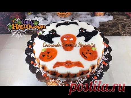 Gelatina de figuras de Halloween de leche sabor coco