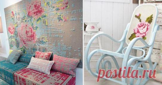 Ах, эта вышивка! Стильный декор интерьера: 25 идей для вдохновения...
