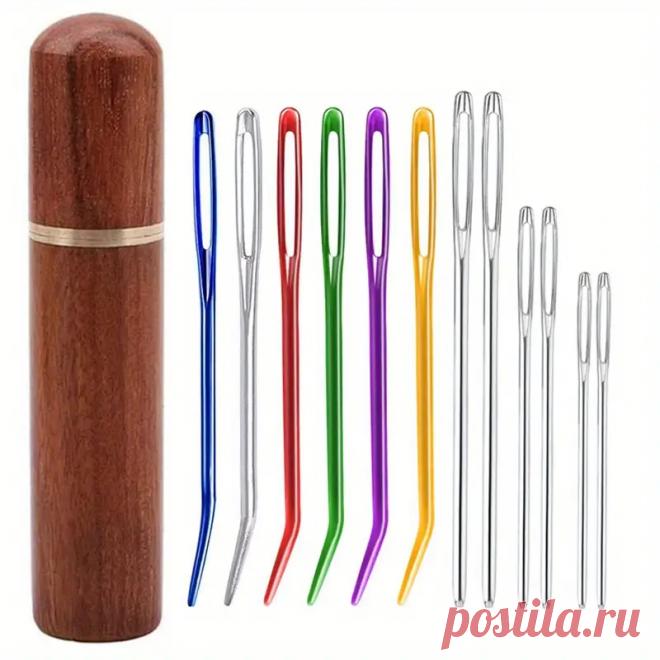 12 шт. тупая игла с большим ушком пластиковая изогнутая - Temu Moldova