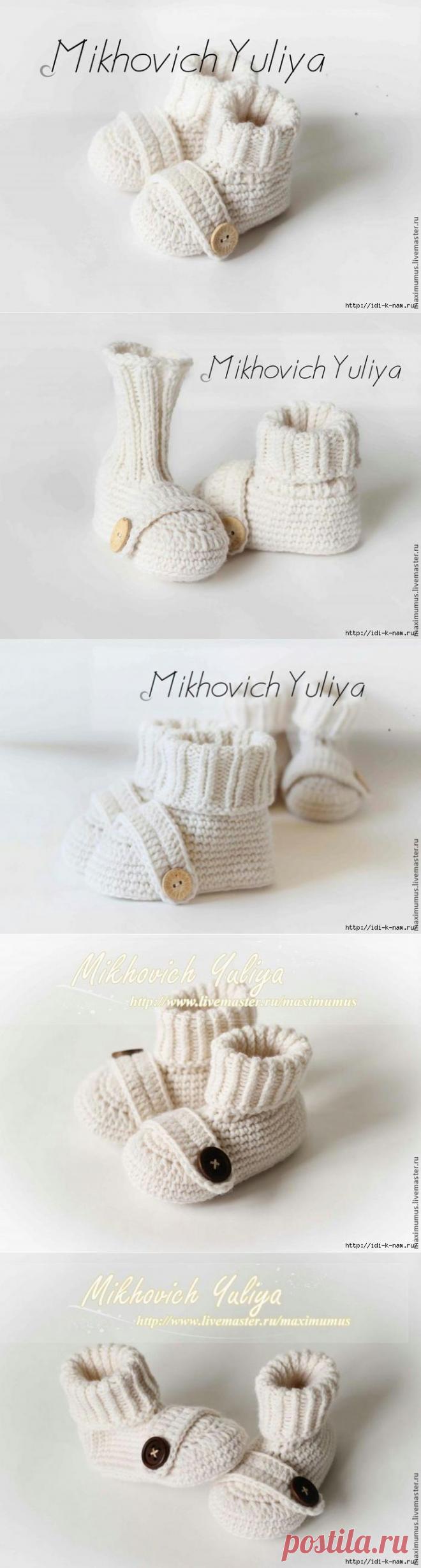 МНЕ У ЭТИХ ПИНЕТОК ОЧЕНЬ НРАВИТСЯ РЕЗИНКА КАК У НОСОЧКОВ, БУДЕТ ЛУЧШЕ НОЖКУ ОБЛЕГАТЬ....
Пинетки с резинкой как у носков. Крючок + спицы