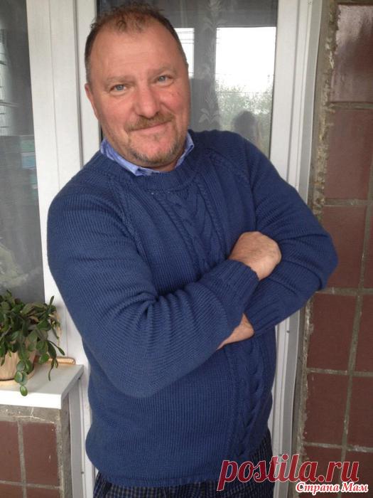 Вязание спицами. Бесшовный мужской джемпер (любителям джинсового стиля).