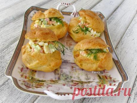 Салат Оливье с колбасой в профитролях | Кошкин дом