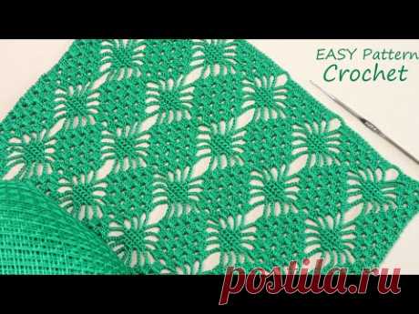 Красивый УЗОР КРЮЧКОМ легкое ВЯЗАНИЕ для начинающих  SUPER EASY Pattern Crochet for beginners