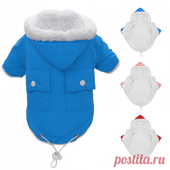 Зимнее пальто для собак Одежда Pet куртка теплая одежда мягкий ветрозащитная одежда с капюшоном для маленький щенок Средний Товары для собак розовый купить на AliExpress