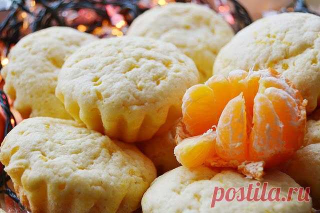 Нежные творожные кексы с мандаринами