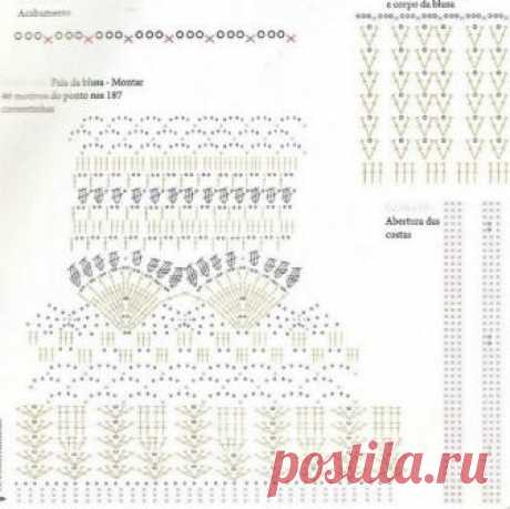 Вязание топа с круглой кокеткой