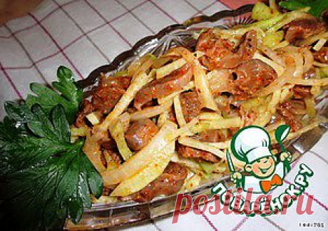Корейский салат из куриных желудков с редькой - кулинарный рецепт