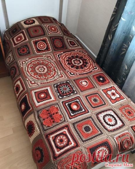 Покрывало из квадратных мотивов крючком - Вязание - Страна Мам