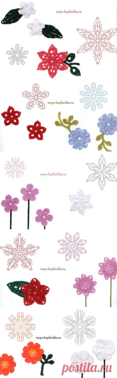 Вязаные . 100 цветочных мотивов для вязания крючком со схемами - Вязание - Моя копилочка