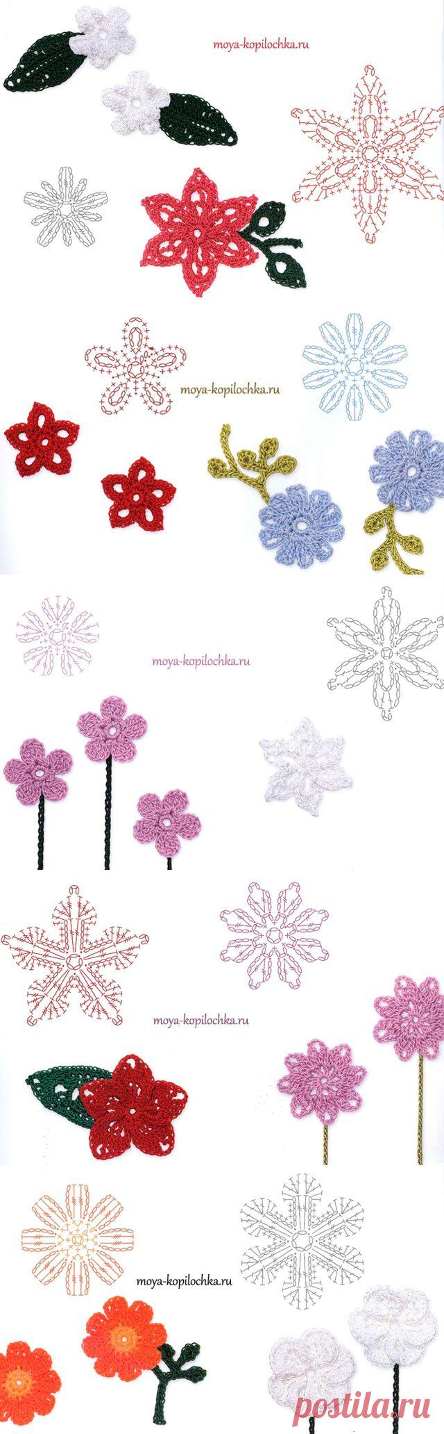 Вязаные . 100 цветочных мотивов для вязания крючком со схемами - Вязание - Моя копилочка