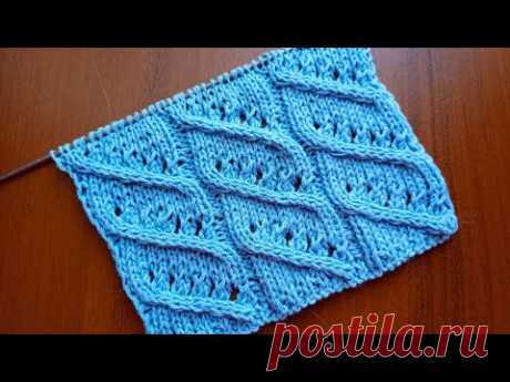 Простой и эффектный узор спицами "Морские волны" + схема. Knitting pattern "Sea waves" + scheme.
