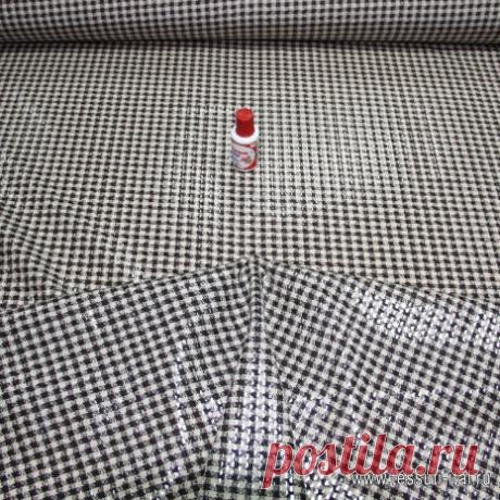 Крепдешин клетка с паетками (н) бежево-коричневый, артикул 02-4743 - купить оптом и в розницу, цена 900 руб.