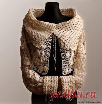 Ажурный жакет в стиле ирландского кружева/схем нет