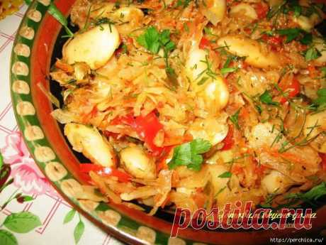 Украинская кухня -Тушеная капуста с фасолью Лима