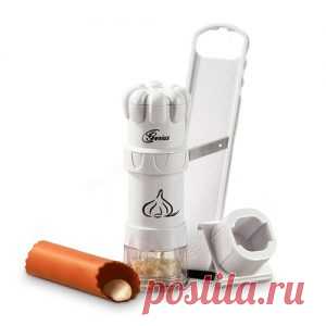 Мельница для чеснока 4 в 1 – купить в Телемагазине Чеснок делает блюда ароматными и обогащает их вкус, но доставляет много хлопот, пока вы его очищаете, давите или режете. Получить кусочки нужного размера не всегда легко — нож режет слишком крупно, а давилка превращает в кашицу. А чесночный запах, который так приятно дополняет еду, становится неуместным, когда въедается в кожу рук, столешницу и посуду! Мельница …