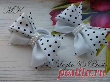 Бантики из репсовых лент МК Канзаши / Hair clips from reps ribbons
